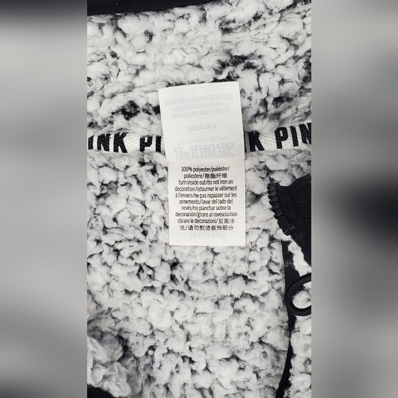 PINK‎ fuzzy Fluffy quarter zip Pullover Teddy Grey Women's Sweater Size M - Picture 7 of 10